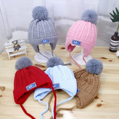 Knitted Pom Winter Beanies for Kids - Very Warm & CUTE for children